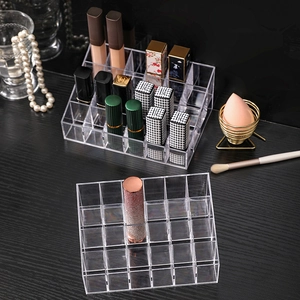 Dustproof transparent acrylic 24-grid lipstick organizer for cosmetic storage
