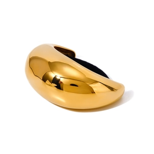 Polished gold stainless steel ponytail holder ring with a sleek glossy finish