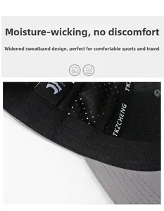 Macro detail of breathable mesh lining and widened sweatband on quick-dry baseball cap