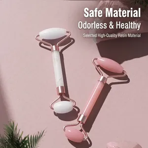 Dual roller face massager set with heart scraper made of high quality resin
