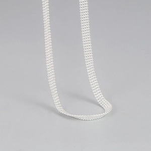 925 Sterling Silver Four Row Ball Bead Chain Choker Necklace Minimalist Geometric Multi Layer Neck Chain For Women Party Jewelry