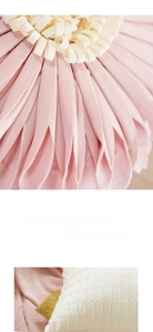 Detail of pink tulip petal pleats and white checkered texture on Nordic cushion covers