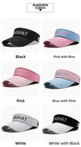Selection of breathable open top sun visors in various colors with KMQHAT embroidery