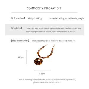Spécifications de taille et détails du matériau pour le collier en perles de bois