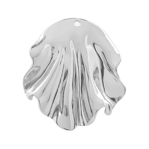Polished 304 stainless steel wavy shell-shaped pendant with a metallic luster