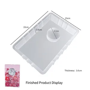 Rectangle silicone mold for DIY clock with 3.6cm depth and 5.7cm circular insert
