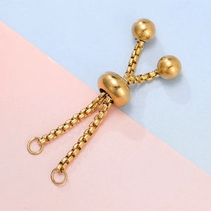 Detailed view of adjustable gold stainless steel slide clasp for jewelry making