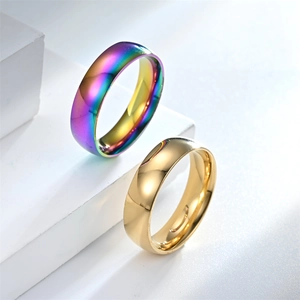 Minimalist 6mm titanium steel plain ring set, Korean style curved design for men and women.