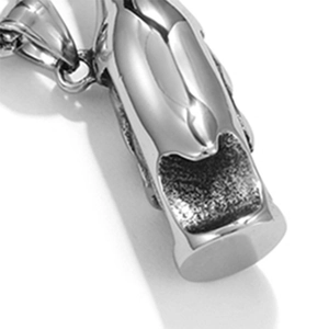 Skull beer bottle opener necklace pendant in polished silver stainless steel for men