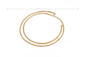 3mm wide 18K gold plated stainless steel box chain with 605mm length measurements