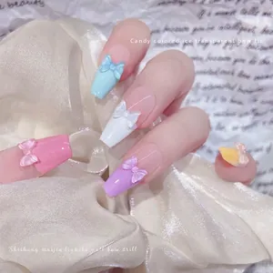 50pcs translucent ice-style resin bow charms for nail art in candy color variety