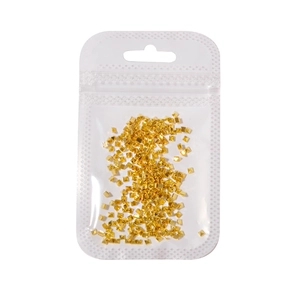 Golden pyramid metal nail studs in transparent pack for DIY manicure art designs