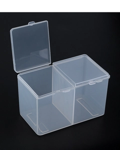 Translucent frosted plastic nail art storage box with double compartments and open lid