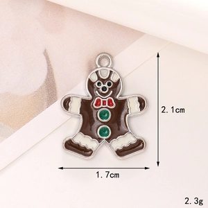 Macro view of gingerbread man alloy pendant with dimensions 2.1cm by 1.7cm