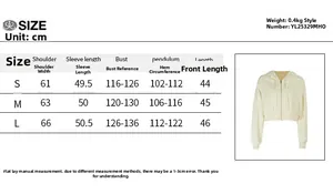 Detaillierte Größentabelle für Damen-Kapuzenpullover mit Maßen in Zentimetern