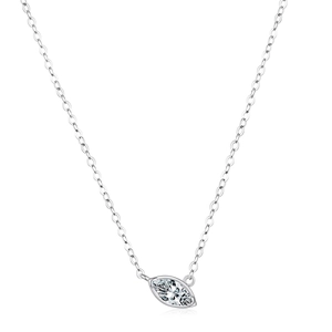 Marquise Cut Zircon Pendant Necklace 925 Sterling Silver Minimalist Elegant Clavicle Chain Jewelry For Women