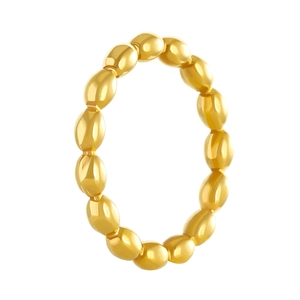 Minimalist gold geometric bean ring with continuous polished stainless steel oval links