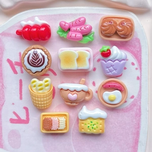 Set of 11 miniature food resin accessories including coffee and toast for DIY crafts