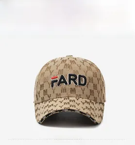 Detail of 3D FARD embroidery and jacquard fabric texture on a fashion baseball cap