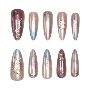3D celestial gold embossed stiletto press-on nails with sun and moon gradient pattern