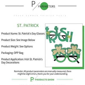 Sparkling St. Patrick's Day green clover and Irish letter festive costume glasses