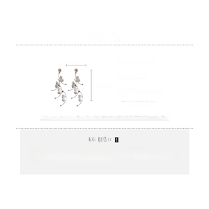 Detailed size specifications for silver needle tassel butterfly earrings with measurements