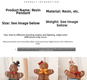 Detailed view of gingerbread man resin ornaments with frosted textures and rustic ropes