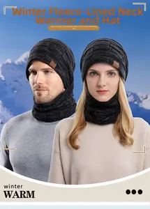 Winter-Set mit Strickmütze und Schal inklusive dickem Fleecefutter für Wärme