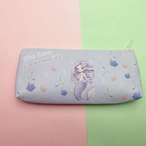 Macro detail of lavender mermaid pencil case with cross-grain texture and zipper