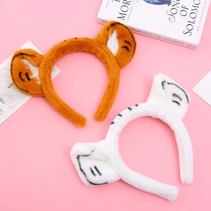 Cute Animal Ears Headband Plush Faux Fur Tiger Panda Cartoon Hair Hoop For Cosplay Party Daily Wear