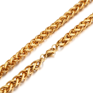 8mm gold titanium steel woven basket link chain necklace with lobster clasp