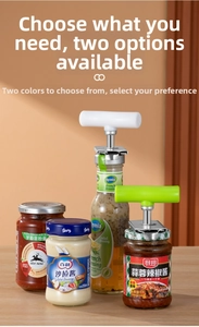 Detail of adjustable stainless steel jar opener with white and green ergonomic handles