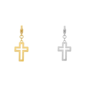 Polished gold and silver stainless steel cross pendants with lobster clasp for jewelry DIY