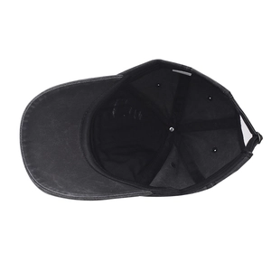Close-up of 100% cotton washed baseball cap interior with sweatband and stitching details