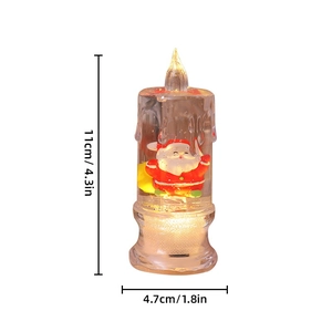 LED Christmas candle light with Santa Claus figure and dimension markings, 11cm height
