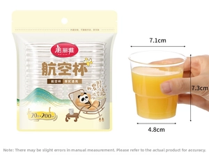 Thick transparent disposable cups with precise dimensions and juice display