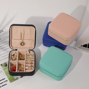 Portable Jewelry Organizer Box PU Leather Travel Jewelry Case Multi Functional Storage For Rings Earrings Necklaces