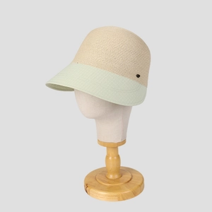 Sombrero de sol de paja tejida para mujer con ala verde claro y hebilla decorativa