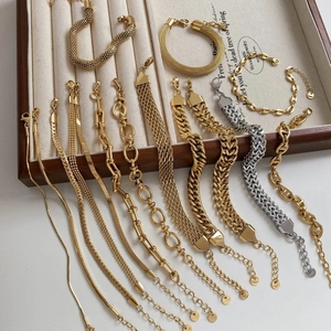 Stainless Steel Stackable Chain Bracelet For Women Gold Silver Plated Minimalist Adjustable Jewelry Personality Trendy Style