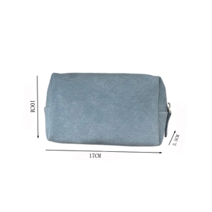 Waterproof PU storage bag detail with dimensions 17x10x5.5cm in grey blue finish