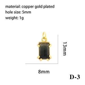 Detailed macro view showing a 13x8mm rectangle gemstone pendant with 18K gold plated base
