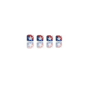 Short square press-on toenails featuring American Independence Day red blue star patterns