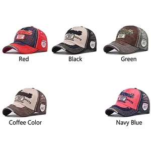 Vintage washed cotton baseball caps with Hawaii embroidery in five assorted colors