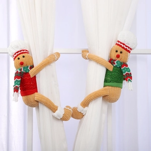 Knitted Christmas Gingerbread Man Curtain Tiebacks Cartoon Holiday Home Window Decoration Buckle Holder Accessory