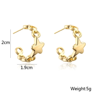 Gold 18K plated star geometric hoop earrings measuring 2cm by 1.9cm and weighing 5g