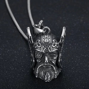 Viking Odin Biker Lucky Bell Pendant Necklace Stainless Steel Retro Nordic Mythology Jewelry For Men Biker Gift