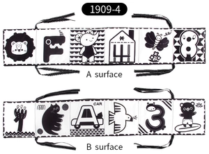 Double-sided black and white high-contrast soft cloth book with animal and letter prints
