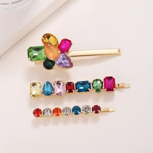 Bunte Strass Haarklammern Legierung Funkelnde Blumen Geometrische Bobby Pins Modische Haaraccessoires Für Frauen Mädchen