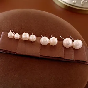 Elegant Artificial Pearl Stud Earrings With Silver Earring Post Simple Daily Jewelry For Women Lightweight Minimalist Accessory