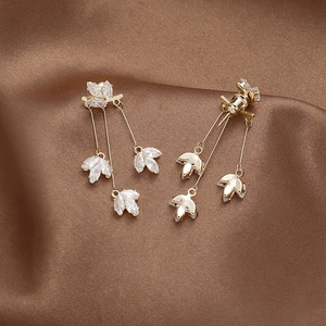 Blatt Quaste Ohrhänger Mit Zirkonia Legierung Eingelegt 925 Sterling Silber Ohrring Stecker Elegantes Schmuck Für Damen